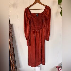 Wrangler Rust Orange Long Sleeve Dress